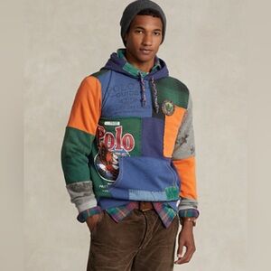 Ralph Lauren Polo Patchwork Fleece hoodie “Dark Cobalt” collection-M